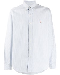 Chemise à manches longues à rayures verticales bleu clair Polo Ralph Lauren