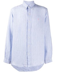 Chemise à manches longues à rayures verticales bleu clair Polo Ralph Lauren