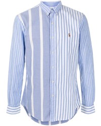 Chemise à manches longues à rayures verticales bleu clair Polo Ralph Lauren