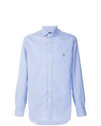 Chemise à manches longues à rayures verticales bleu clair Polo Ralph Lauren