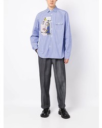 Chemise à manches longues à rayures verticales bleu clair Junya Watanabe MAN