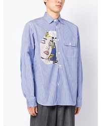 Chemise à manches longues à rayures verticales bleu clair Junya Watanabe MAN