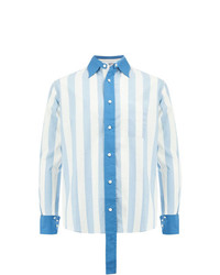 Chemise à manches longues à rayures verticales bleu clair Ports 1961