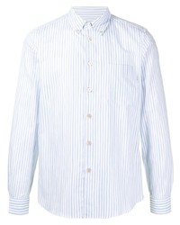 Chemise à manches longues à rayures verticales bleu clair PS Paul Smith