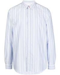 Chemise à manches longues à rayures verticales bleu clair PS Paul Smith