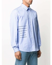 Chemise à manches longues à rayures verticales bleu clair MSGM