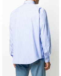 Chemise à manches longues à rayures verticales bleu clair MSGM