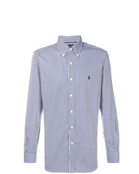 Chemise à manches longues à rayures verticales bleu clair Ralph Lauren