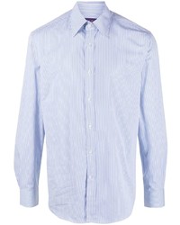 Chemise à manches longues à rayures verticales bleu clair Ralph Lauren Purple Label