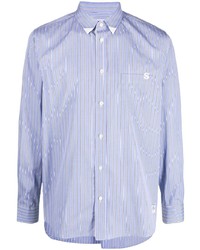 Chemise à manches longues à rayures verticales bleu clair Sacai