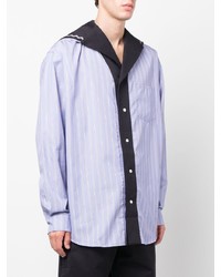 Chemise à manches longues à rayures verticales bleu clair BLUEMARBLE
