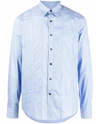 Chemise à manches longues à rayures verticales bleu clair Salvatore Ferragamo