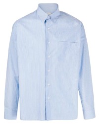 Chemise à manches longues à rayures verticales bleu clair Sandro Paris