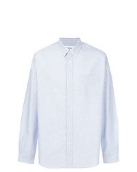 Chemise à manches longues à rayures verticales bleu clair Schnaydermans