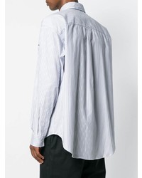 Chemise à manches longues à rayures verticales bleu clair MSGM