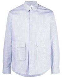 Chemise à manches longues à rayures verticales bleu clair Soulland