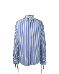 Chemise à manches longues à rayures verticales bleu clair Strateas Carlucci