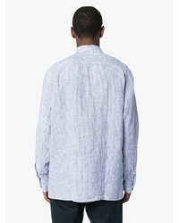 Chemise à manches longues à rayures verticales bleu clair Ermenegildo Zegna