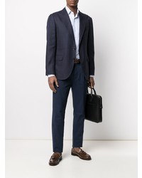 Chemise à manches longues à rayures verticales bleu clair Z Zegna