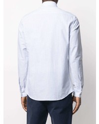 Chemise à manches longues à rayures verticales bleu clair Z Zegna