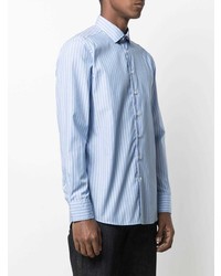 Chemise à manches longues à rayures verticales bleu clair Etro