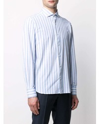 Chemise à manches longues à rayures verticales bleu clair Orian