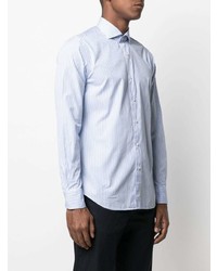 Chemise à manches longues à rayures verticales bleu clair Xacus