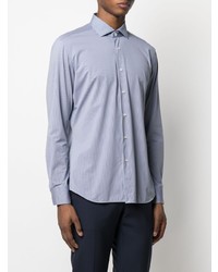 Chemise à manches longues à rayures verticales bleu clair Xacus