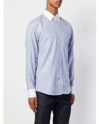 Chemise à manches longues à rayures verticales bleu clair Gucci