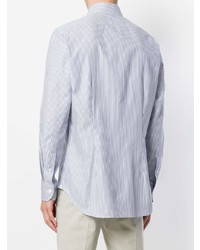Chemise à manches longues à rayures verticales bleu clair Bagutta
