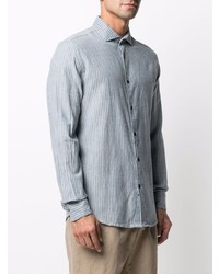 Chemise à manches longues à rayures verticales bleu clair Deperlu