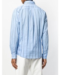 Chemise à manches longues à rayures verticales bleu clair A.P.C.