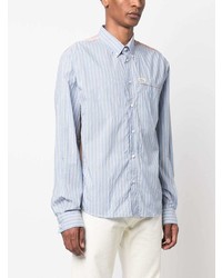 Chemise à manches longues à rayures verticales bleu clair DSQUARED2