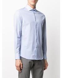 Chemise à manches longues à rayures verticales bleu clair Traiano Milano