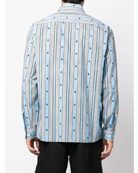 Chemise à manches longues à rayures verticales bleu clair Marcelo Burlon County of Milan