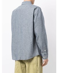 Chemise à manches longues à rayures verticales bleu clair VISVIM