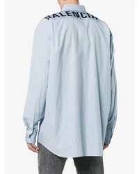 Chemise à manches longues à rayures verticales bleu clair Balenciaga