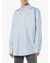 Chemise à manches longues à rayures verticales bleu clair Balenciaga