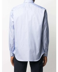 Chemise à manches longues à rayures verticales bleu clair Canali