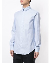 Chemise à manches longues à rayures verticales bleu clair Giorgio Armani