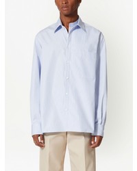 Chemise à manches longues à rayures verticales bleu clair Valentino