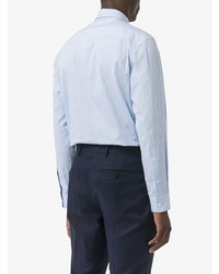 Chemise à manches longues à rayures verticales bleu clair Burberry