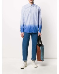 Chemise à manches longues à rayures verticales bleu clair Stella McCartney