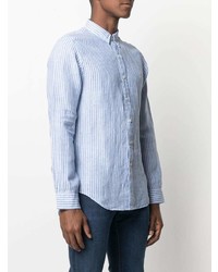 Chemise à manches longues à rayures verticales bleu clair Polo Ralph Lauren