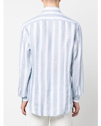 Chemise à manches longues à rayures verticales bleu clair Eleventy