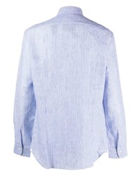 Chemise à manches longues à rayures verticales bleu clair Mazzarelli