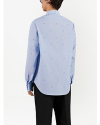 Chemise à manches longues à rayures verticales bleu clair Gucci