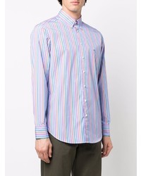 Chemise à manches longues à rayures verticales bleu clair Etro