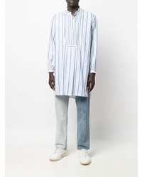 Chemise à manches longues à rayures verticales bleu clair Maison Margiela