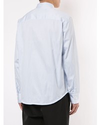 Chemise à manches longues à rayures verticales bleu clair CK Calvin Klein